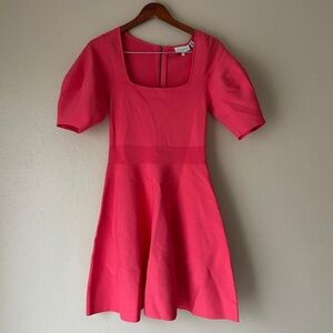 Elegant Pink Puff Sleeve Dress